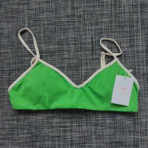 Andie Swim The Bells Bikini Top Medium Green With White Trim